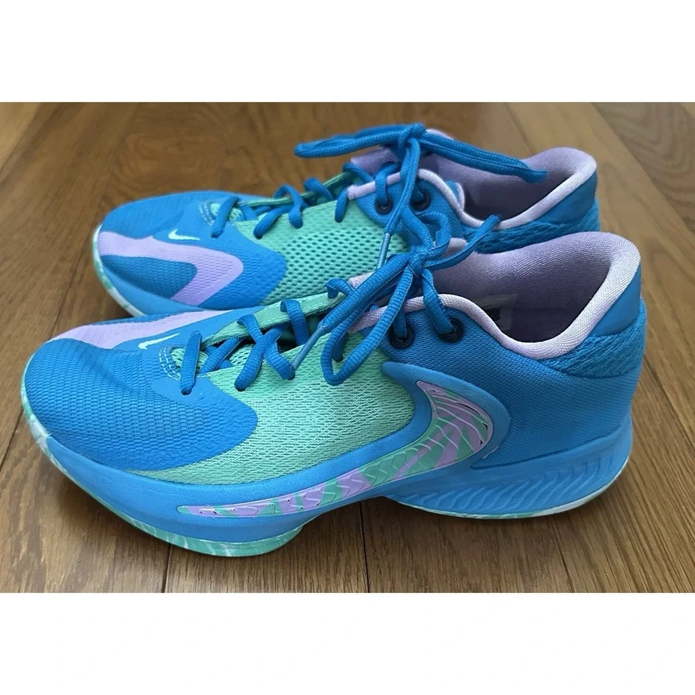 Nike Zoom Freak-4 Birthstone Shoes Boys Size 6.5Y‎ Blue Sneakers DQ0553-400